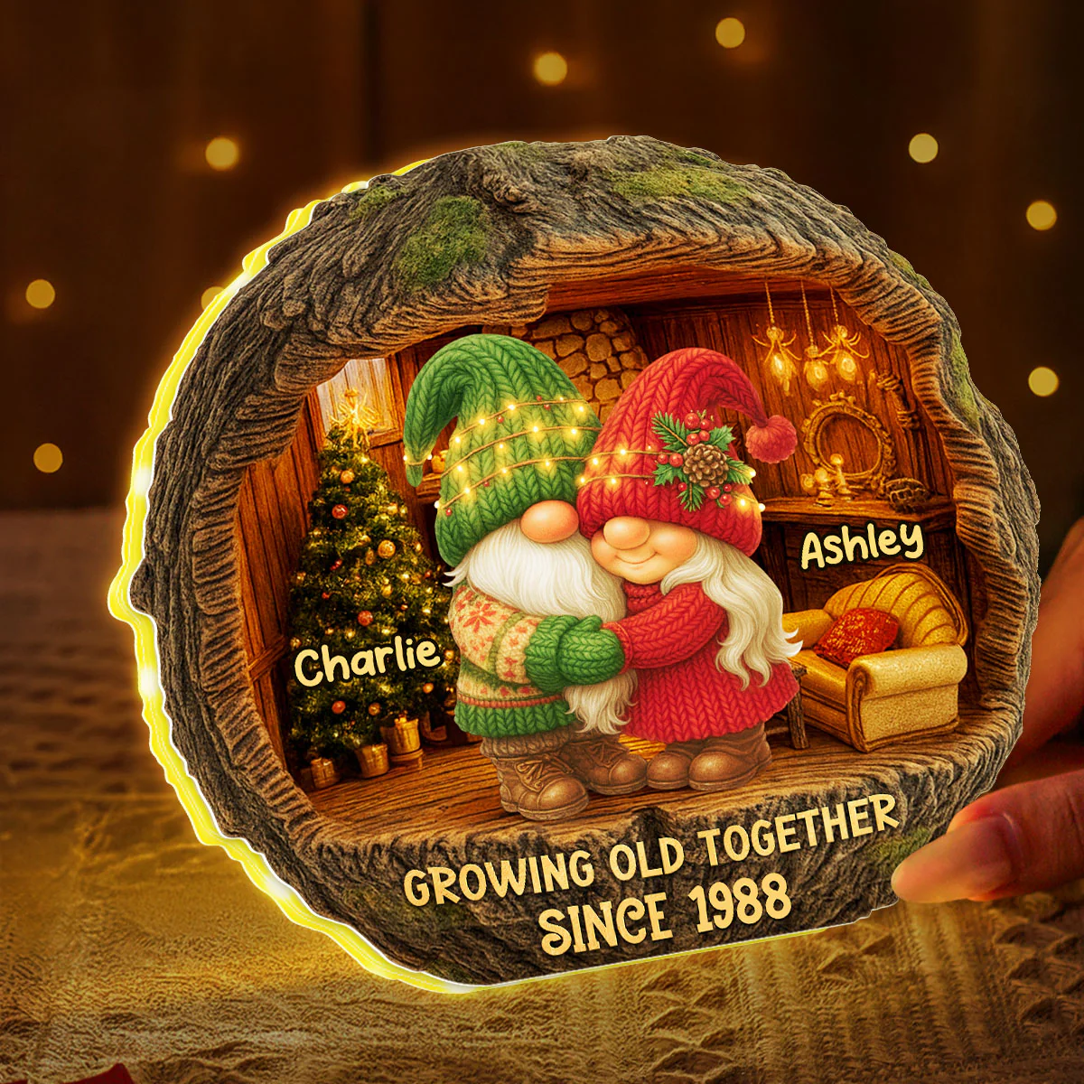 Gnome Couple Cozy Vibe - Personalized Light Box - Gift for Couple, for Her, for Him - Image 5