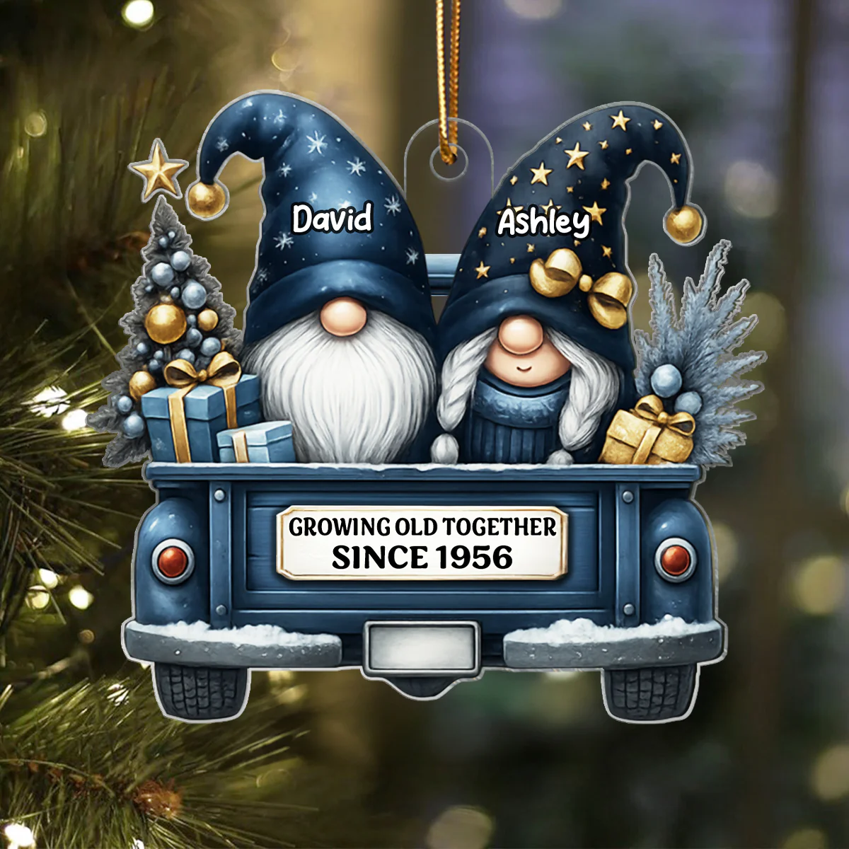 Gnome Couple Growing Old Together - Personalized Acrylic Ornament - Heartfelt Gift For Couple, For Him, For Her, Husband, Wife - Image 6