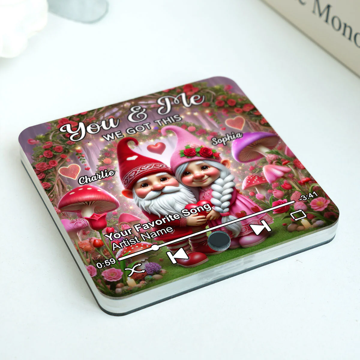 Gnome Couple Personalized Music Fridge Magnet, Heartfelt Gift For Couple, For Him, For Her, Boyfriend, Girlfriend, Husband, Wife - Image 3