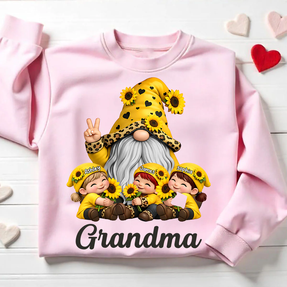 Gnome Grandma & Grandkids Sunflower - Personalized Shirt - Sentimental Gift for Grandma - Image 5