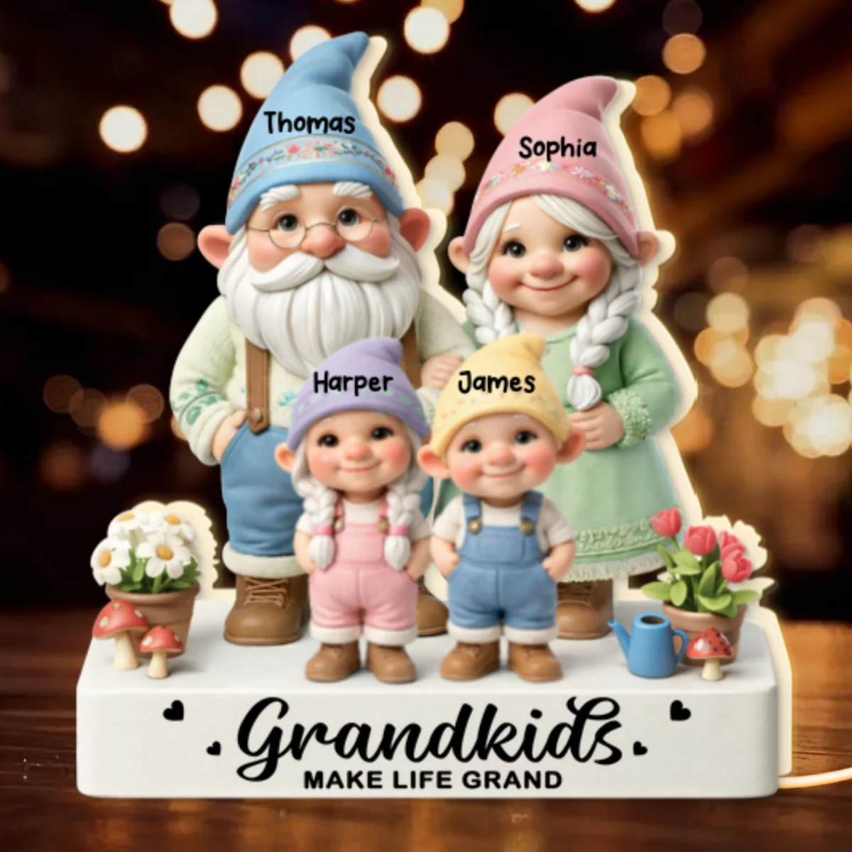 Gnome Grandma Grandpa Grandkids - Personalized Light Box - Mother's Day Gift For Grandma - Image 8