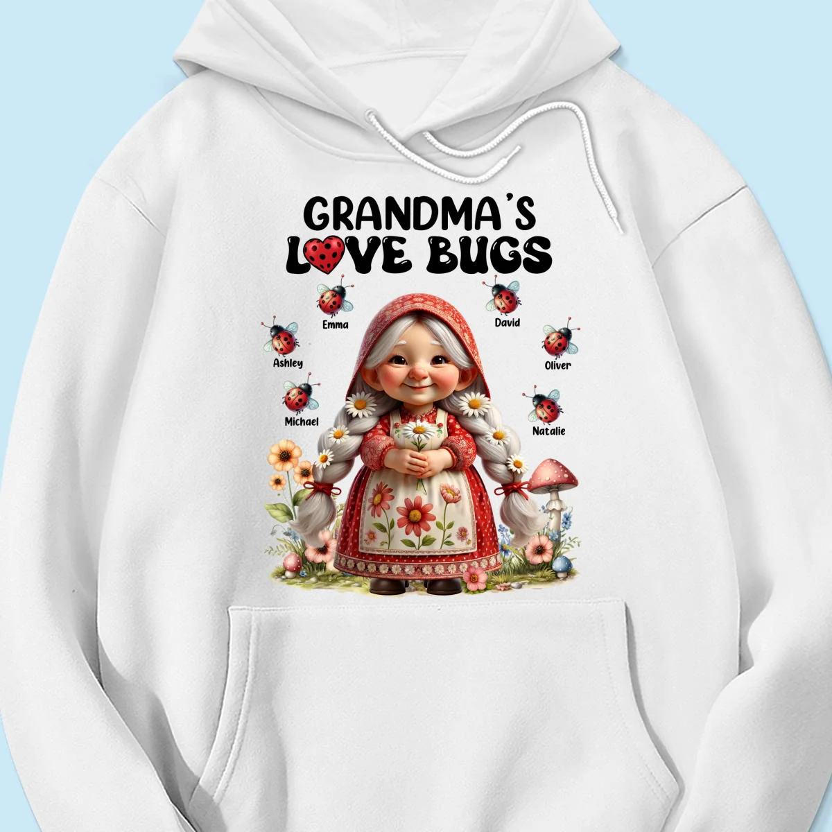Gnome Grandma Love Bugs Personalized Shirt, Gift For Grandma - Image 15