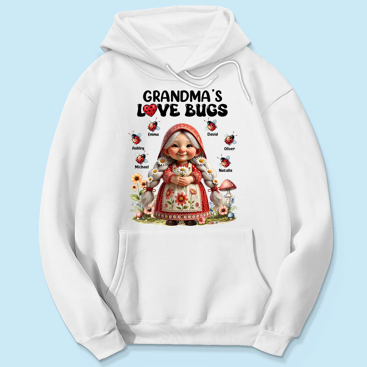 Gnome Grandma Love Bugs Personalized Shirt, Gift For Grandma - Image 5