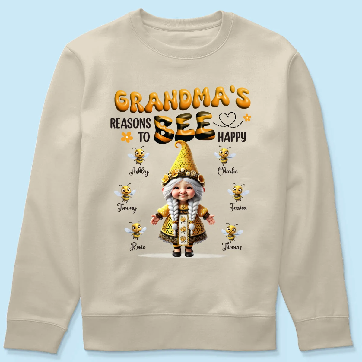 Gnome Grandma Reason To Bee Happy Personalized Shirt, Gift For Grandma - Image 22