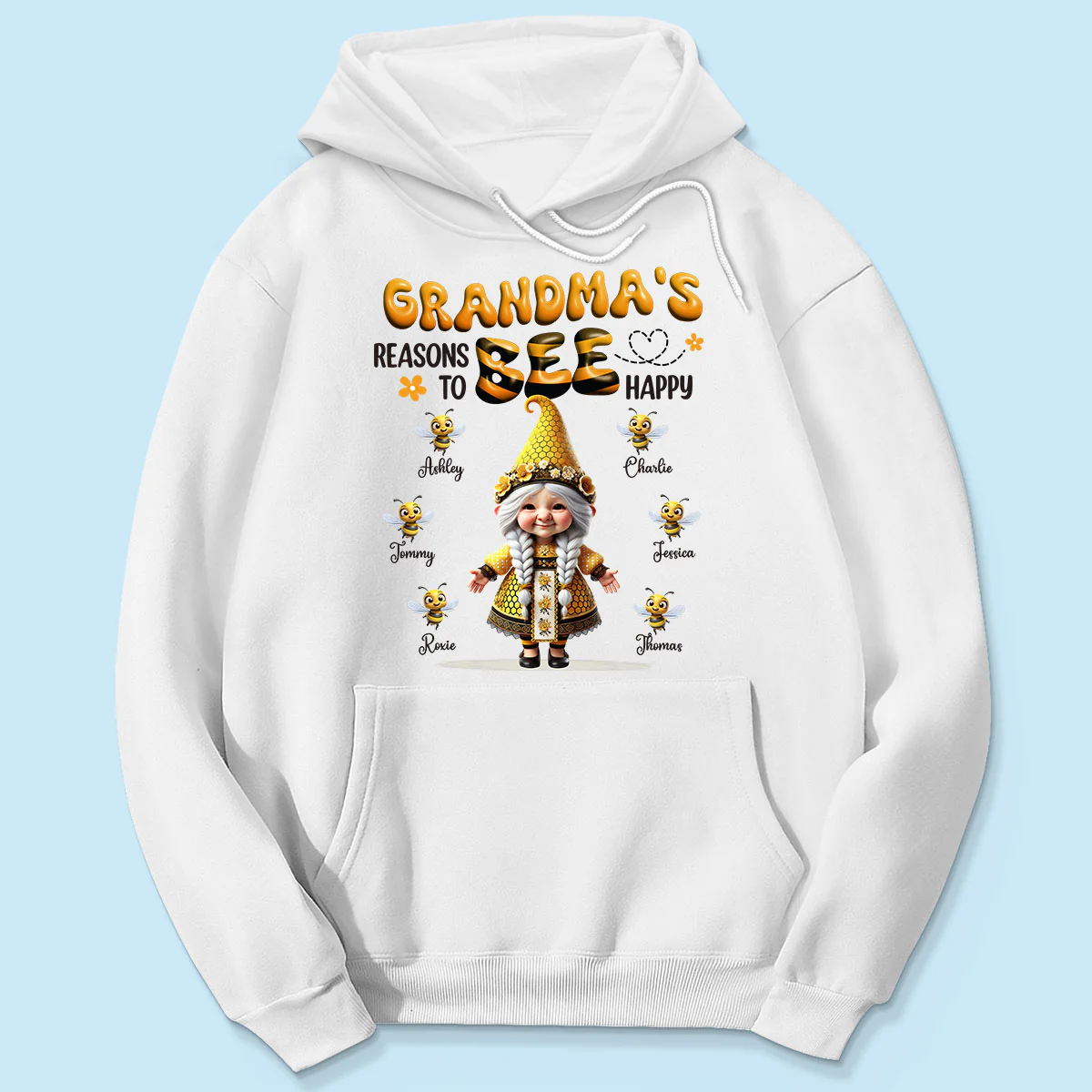 Gnome Grandma Reason To Bee Happy Personalized Shirt, Gift For Grandma - Image 7