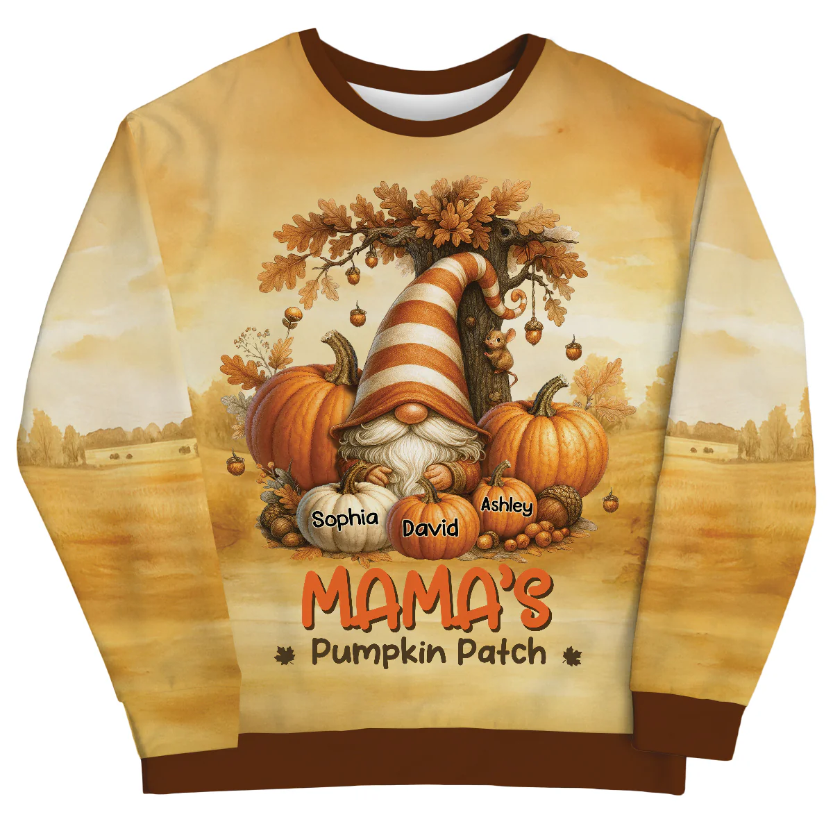 Gnome Grandma's Pumpkin 3D Personalized Fall Sweatshirt, Cozy Fall Sweatshirt for Grandma - Image 9