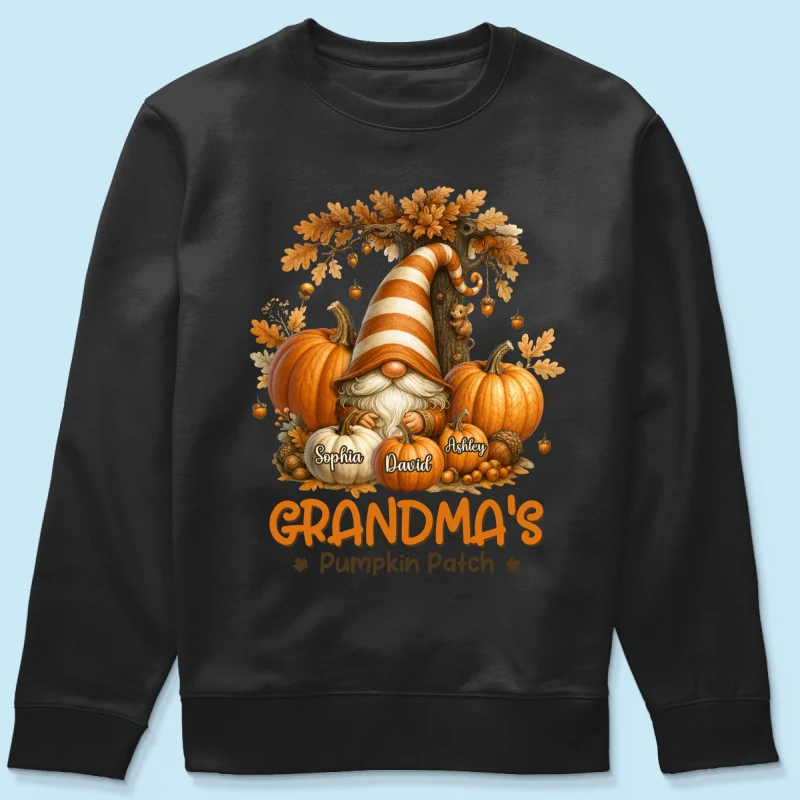 Gnome Grandma's Pumpkin Patch Personalized Fall Sweatshirt, Cozy Fall Sweatshirt for Grandma - Image 10