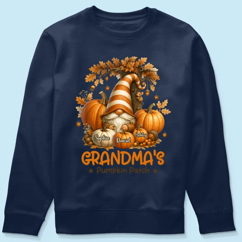 Gnome Grandma's Pumpkin Patch Personalized Fall Sweatshirt, Cozy Fall Sweatshirt for Grandma - Image 11