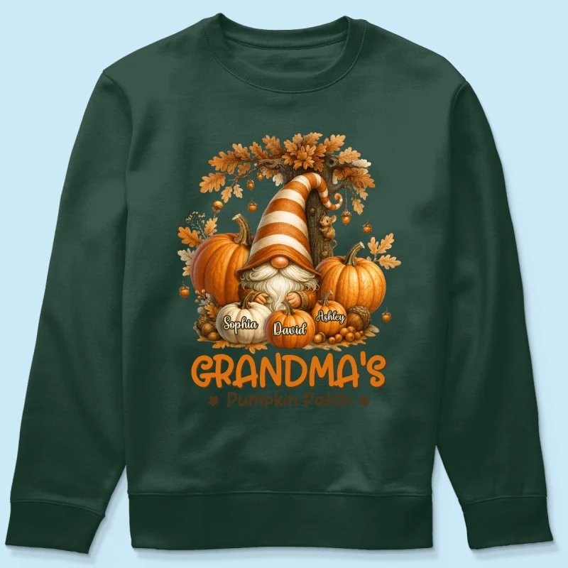 Gnome Grandma's Pumpkin Patch Personalized Fall Sweatshirt, Cozy Fall Sweatshirt for Grandma - Image 13
