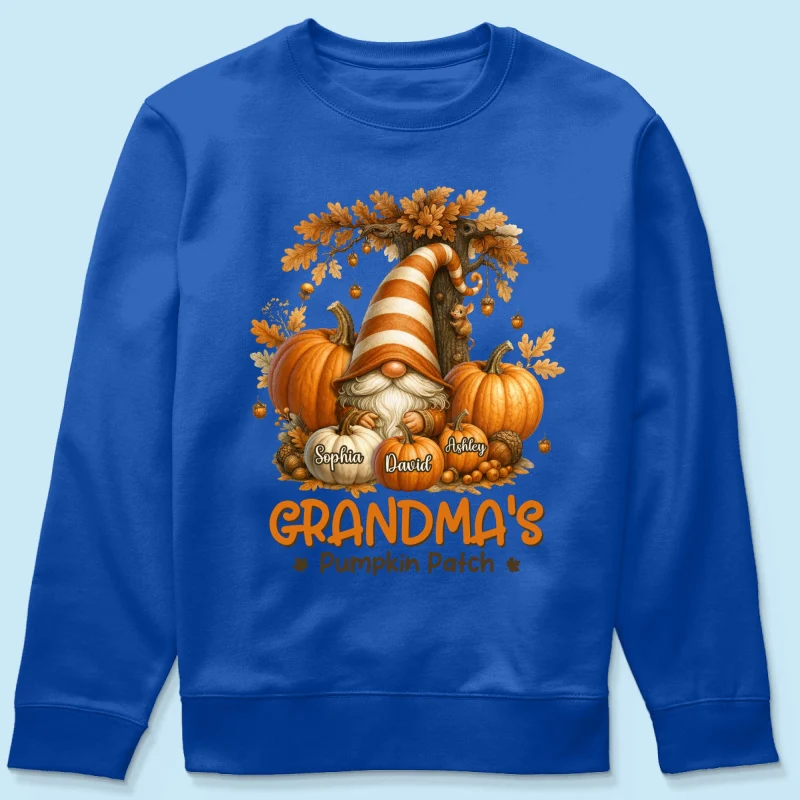 Gnome Grandma's Pumpkin Patch Personalized Fall Sweatshirt, Cozy Fall Sweatshirt for Grandma - Image 14