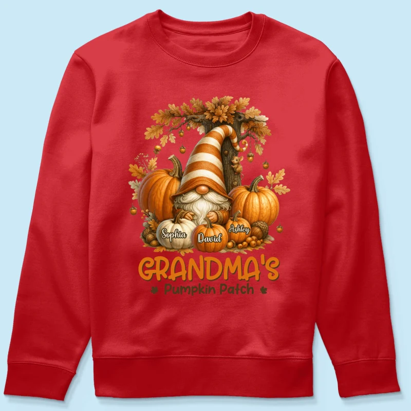 Gnome Grandma's Pumpkin Patch Personalized Fall Sweatshirt, Cozy Fall Sweatshirt for Grandma - Image 15