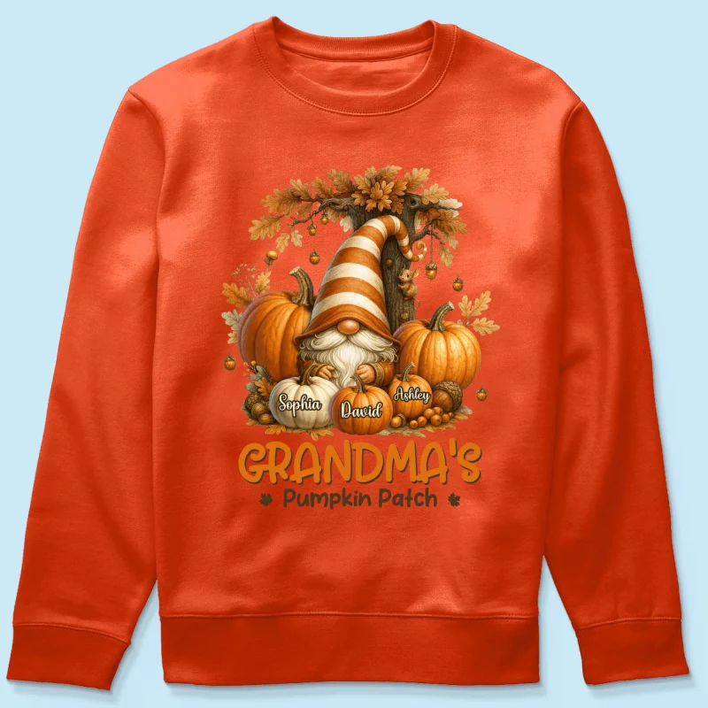 Gnome Grandma's Pumpkin Patch Personalized Fall Sweatshirt, Cozy Fall Sweatshirt for Grandma - Image 16