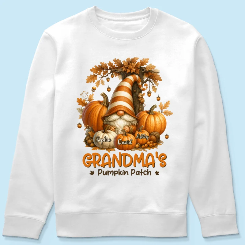 Gnome Grandma's Pumpkin Patch Personalized Fall Sweatshirt, Cozy Fall Sweatshirt for Grandma - Image 17