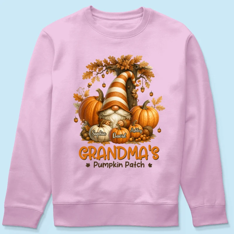 Gnome Grandma's Pumpkin Patch Personalized Fall Sweatshirt, Cozy Fall Sweatshirt for Grandma - Image 19