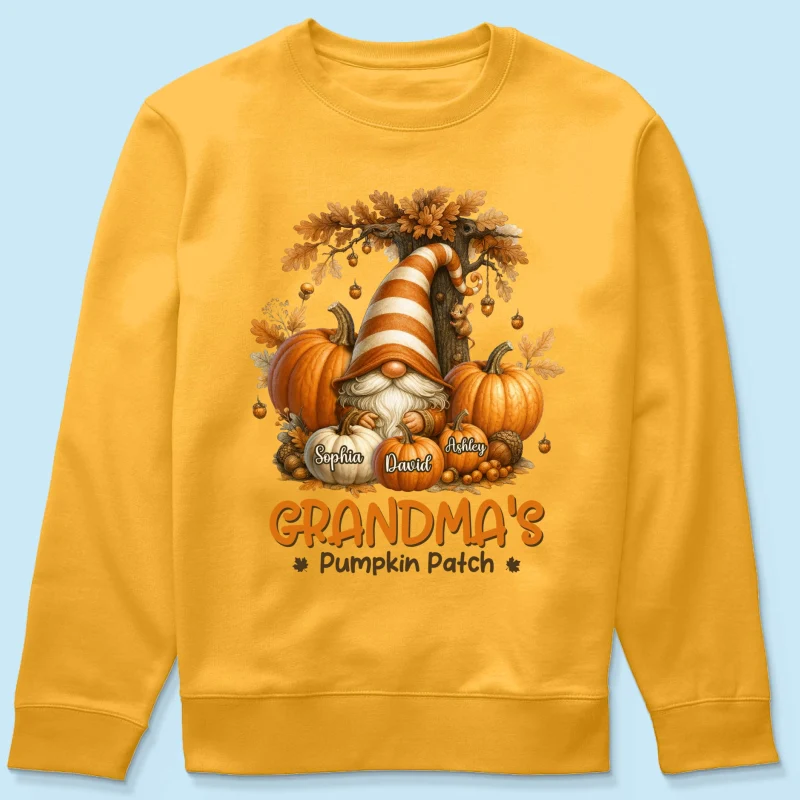 Gnome Grandma's Pumpkin Patch Personalized Fall Sweatshirt, Cozy Fall Sweatshirt for Grandma - Image 20
