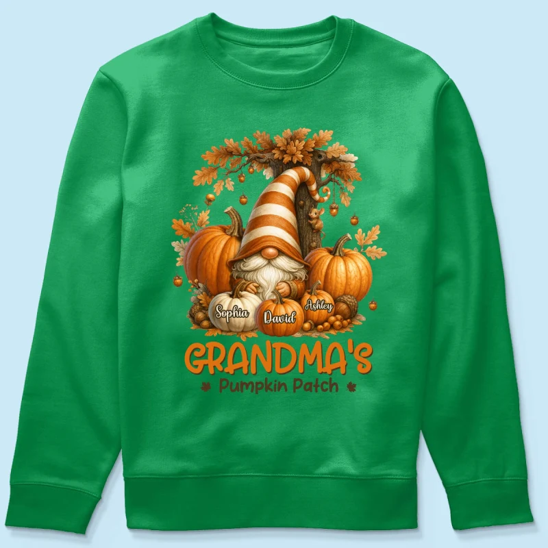 Gnome Grandma's Pumpkin Patch Personalized Fall Sweatshirt, Cozy Fall Sweatshirt for Grandma - Image 21