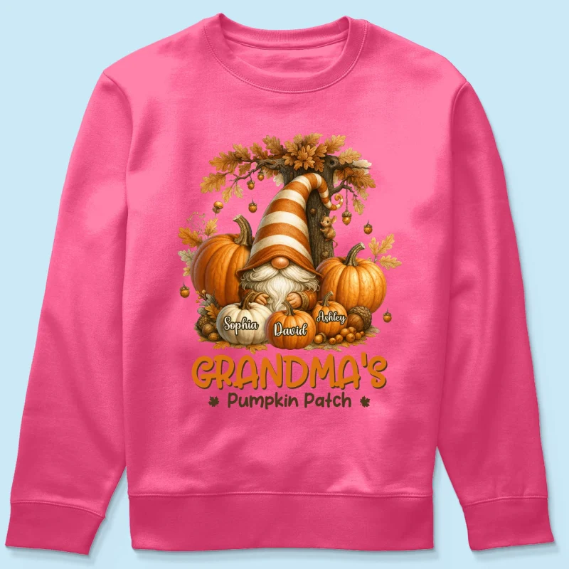 Gnome Grandma's Pumpkin Patch Personalized Fall Sweatshirt, Cozy Fall Sweatshirt for Grandma - Image 22