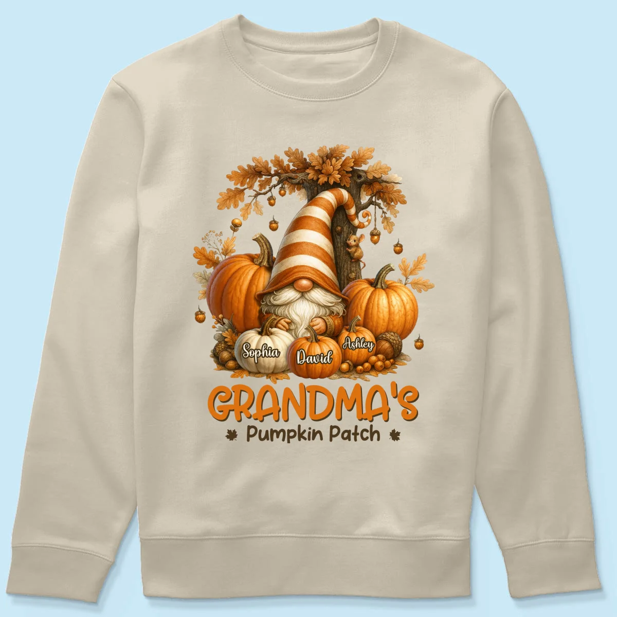 Gnome Grandma's Pumpkin Patch Personalized Fall Sweatshirt, Cozy Fall Sweatshirt for Grandma - Image 23