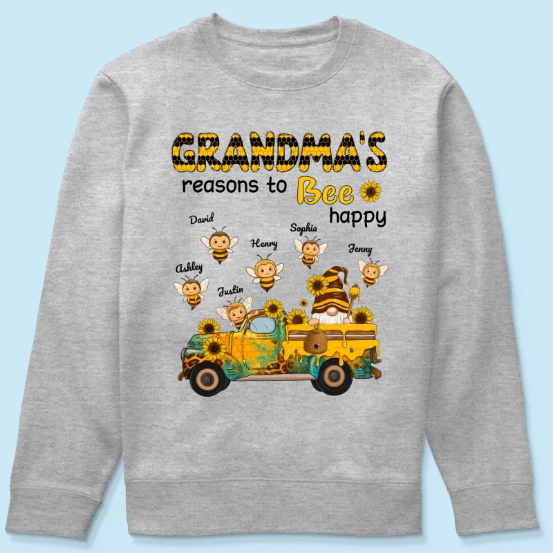 Gnome Grandma's Reasons to be Happy Personalized Sweatshirt, Cozy Fall Sweatshirt for Grandma - Image 20