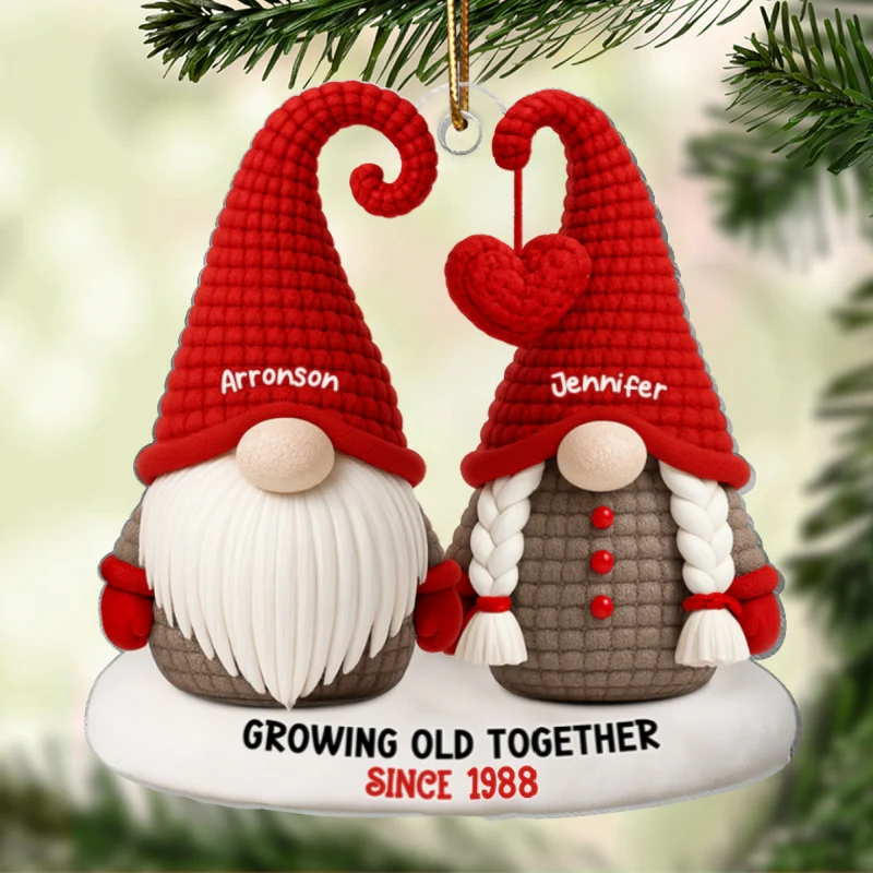 Gnome Old Couple Pattern Crochet - Personalized Acrylic Ornament - Unique Christmas Gift For Him, For Her, For Couple - Image 10