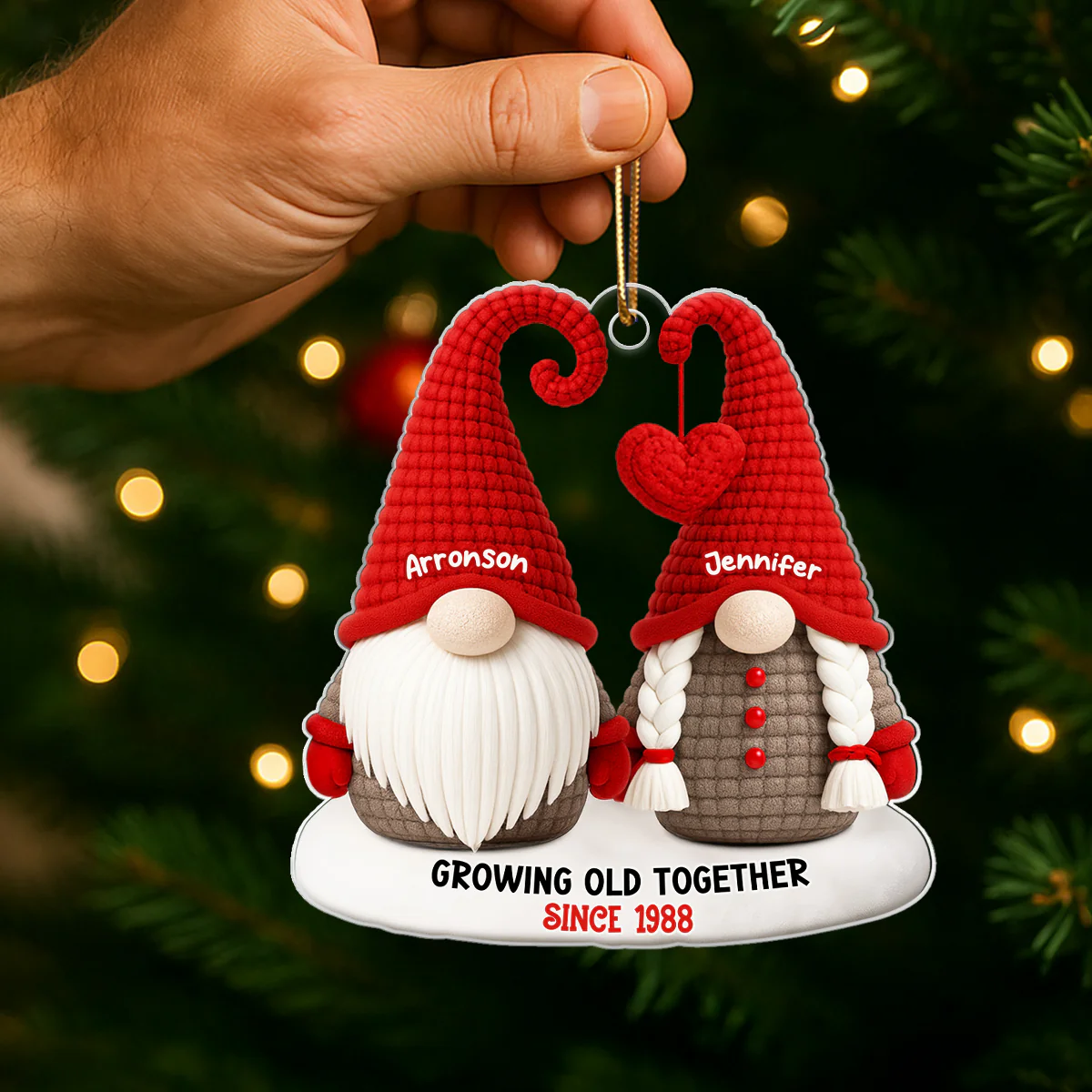Gnome Old Couple Pattern Crochet - Personalized Acrylic Ornament - Unique Christmas Gift For Him, For Her, For Couple - Image 4
