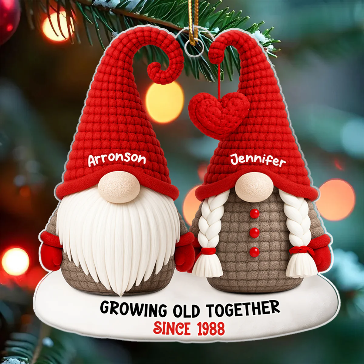 Gnome Old Couple Pattern Crochet - Personalized Acrylic Ornament - Unique Christmas Gift For Him, For Her, For Couple - Image 6