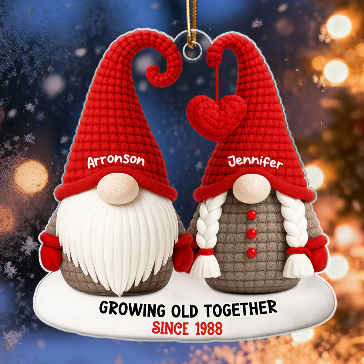 Gnome Old Couple Pattern Crochet - Personalized Acrylic Ornament - Unique Christmas Gift For Him, For Her, For Couple - Image 7