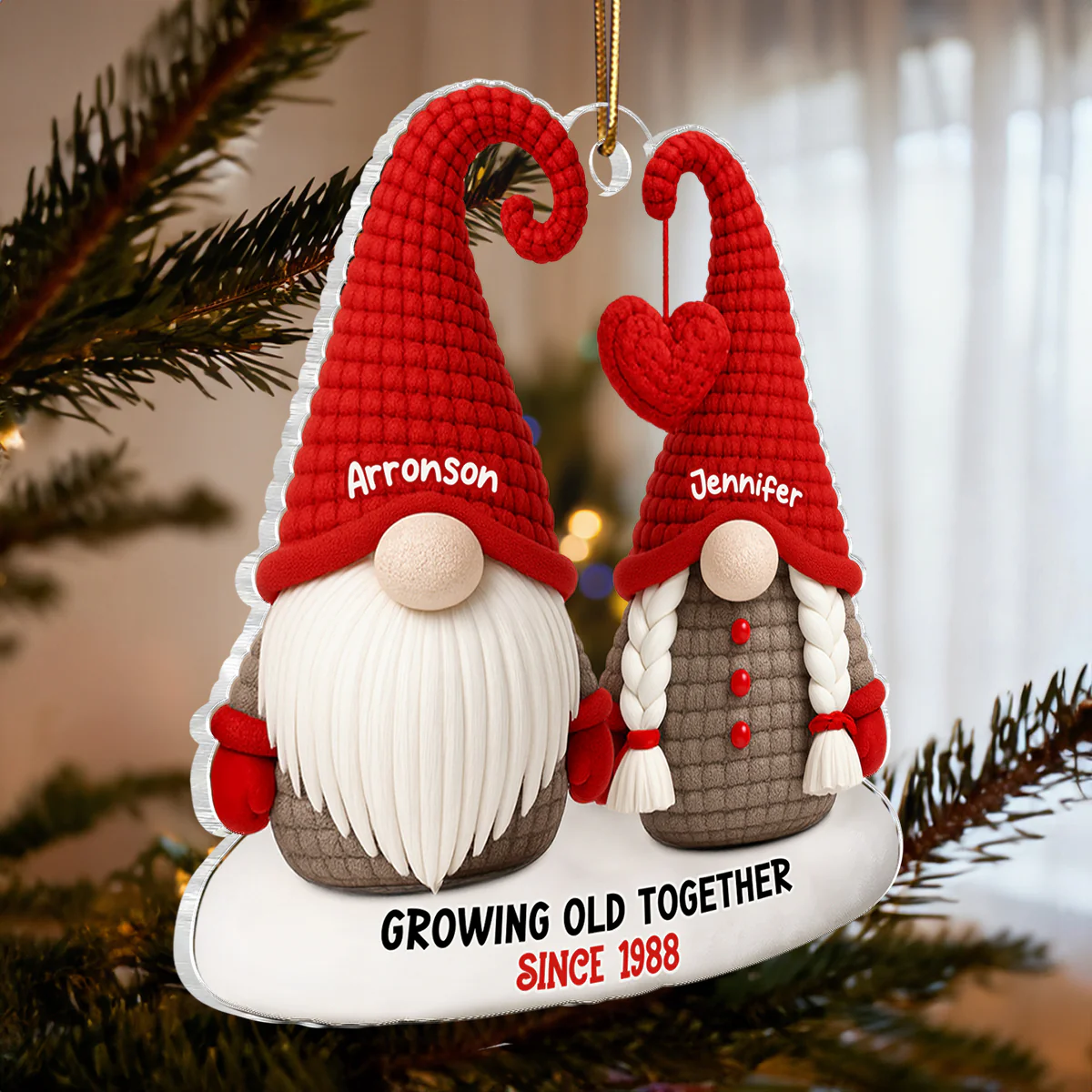 Gnome Old Couple Pattern Crochet - Personalized Acrylic Ornament - Unique Christmas Gift For Him, For Her, For Couple - Image 8