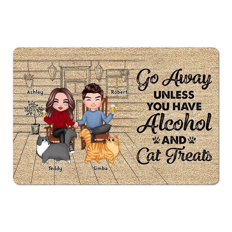 Go Away Funny Cat Lovers Personalized Doormat