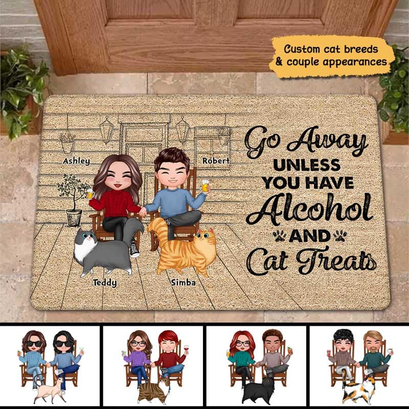 Go Away Funny Cat Lovers Personalized Doormat - Image 2