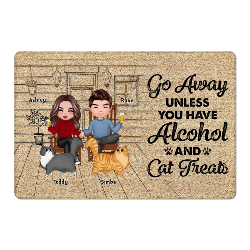 Go Away Funny Cat Lovers Personalized Doormat - Image 3