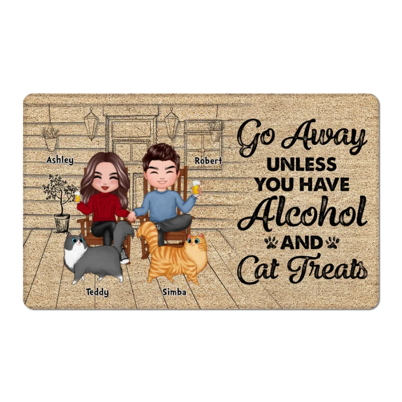 Go Away Funny Cat Lovers Personalized Doormat - Image 5