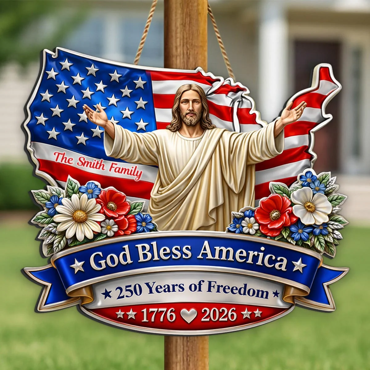 God Bless America - Personalized Wooden Sign - America 250th Anniversary, Personalized Gifts For Family - Image 10