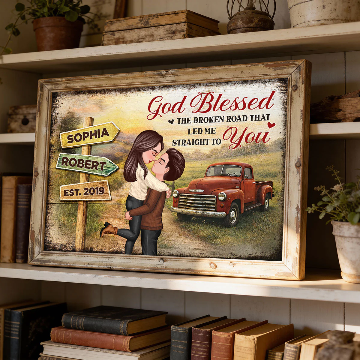 God Bless the Broken Road that Led Me Straight to You - Personalized Poster - Couple Gift for him, for her - Image 5