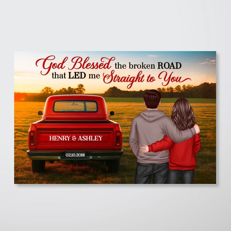 God Bless the Broken Road that Led me Straight to You - Personalized Poster - Heartfelt Couple Gift for him, for her - Image 10