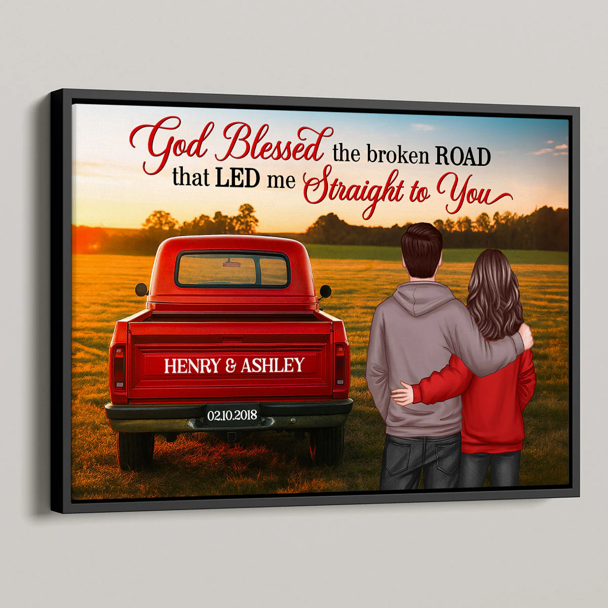 God Bless the Broken Road that Led me Straight to You - Personalized Poster - Heartfelt Couple Gift for him, for her - Image 2
