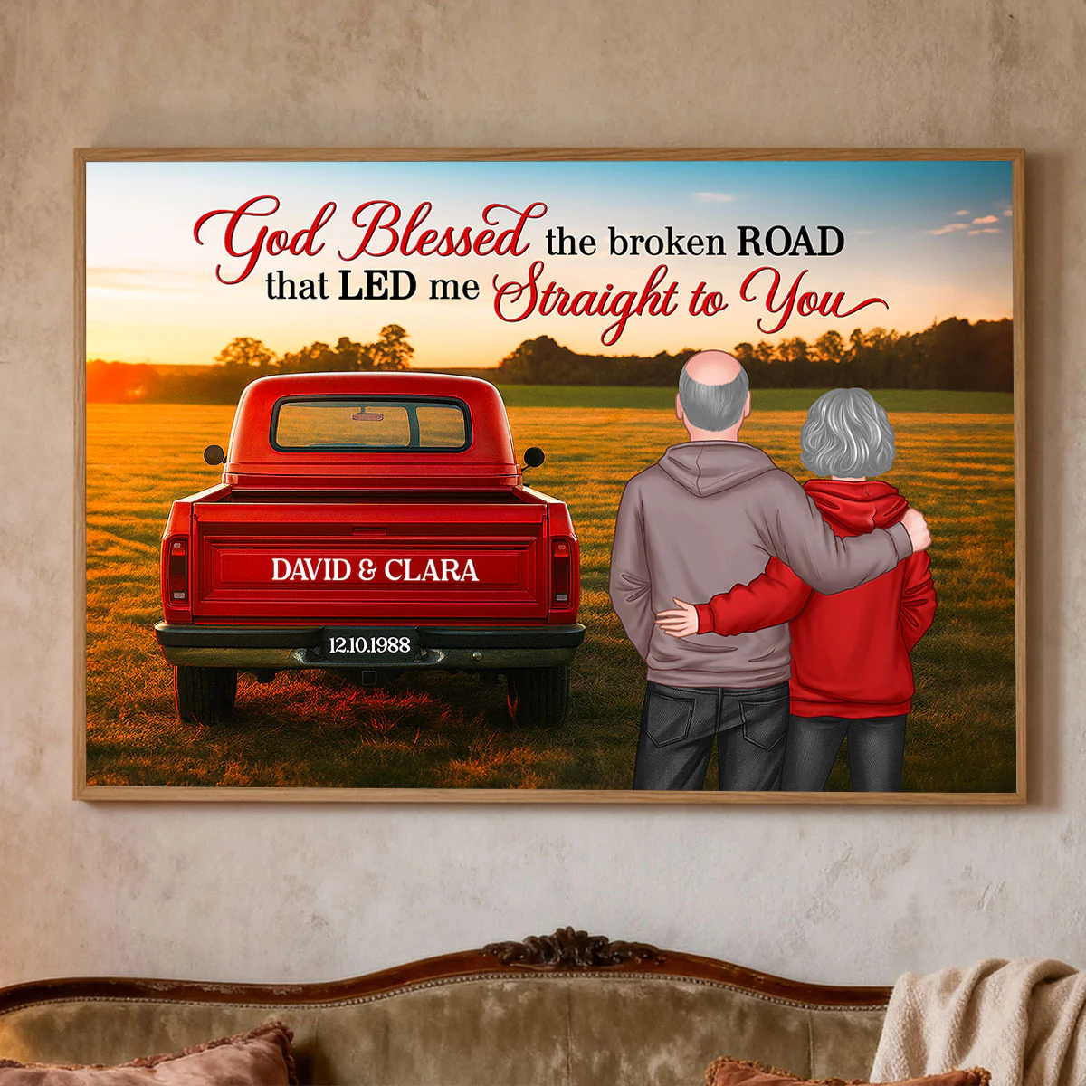 God Bless the Broken Road that Led me Straight to You - Personalized Poster - Heartfelt Couple Gift for him, for her - Image 3