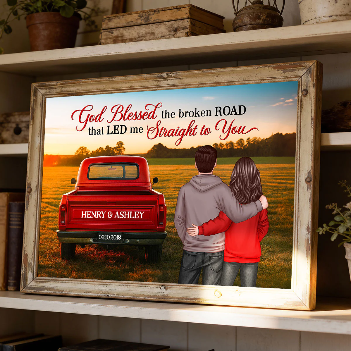 God Bless the Broken Road that Led me Straight to You - Personalized Poster - Heartfelt Couple Gift for him, for her - Image 4