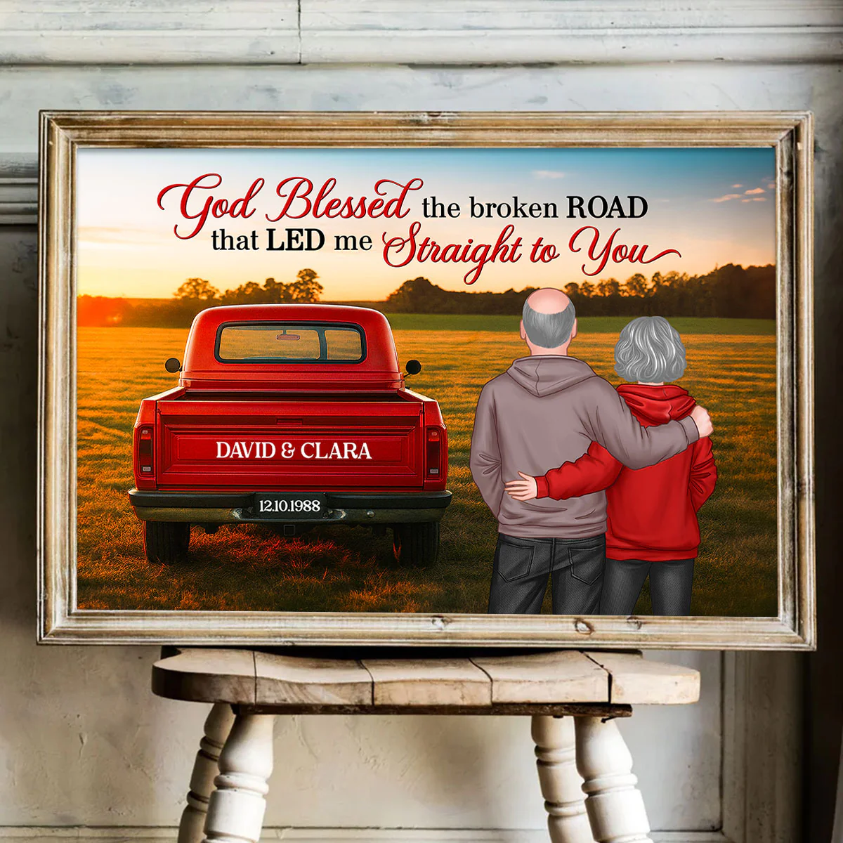 God Bless the Broken Road that Led me Straight to You - Personalized Poster - Heartfelt Couple Gift for him, for her - Image 5