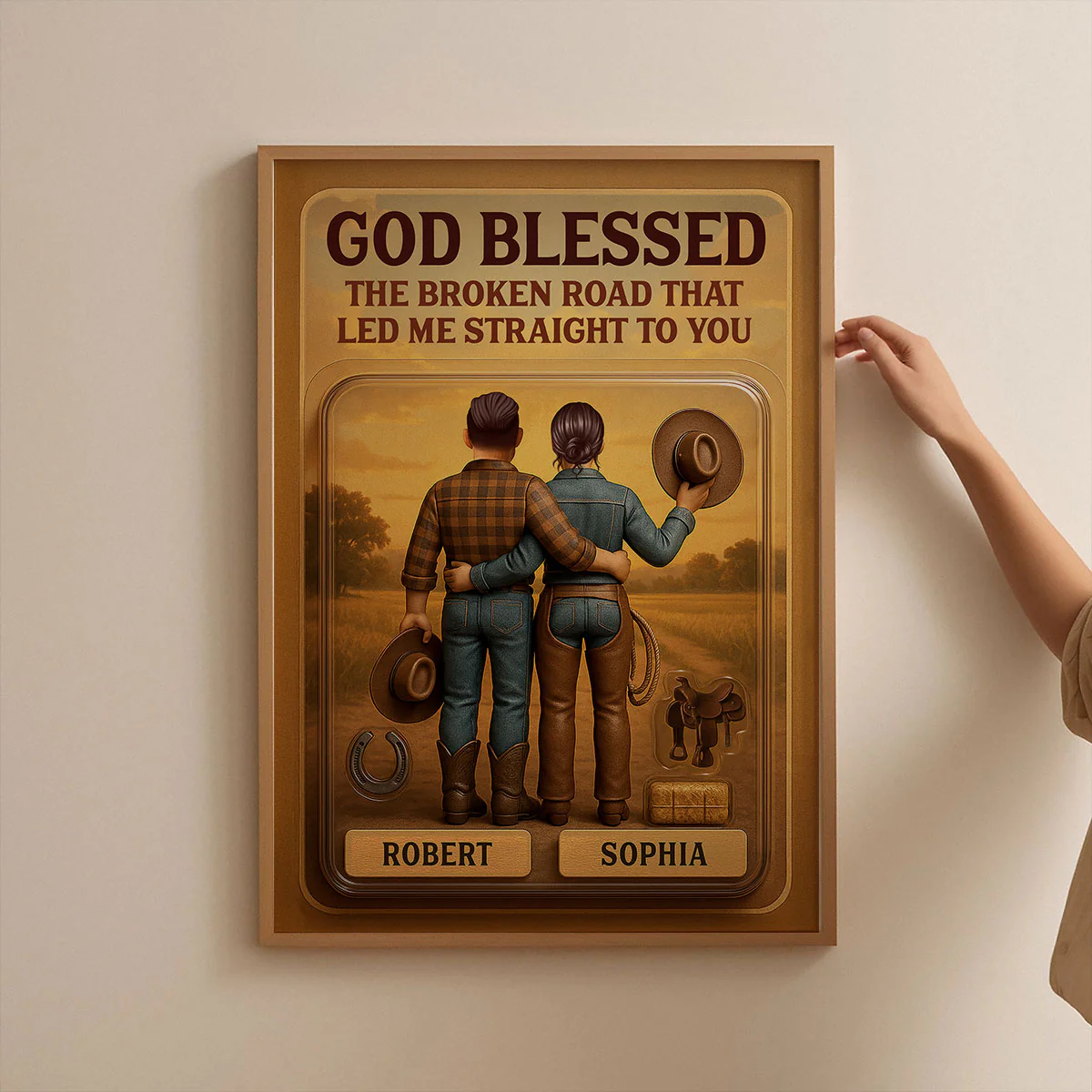 God Blessed The Broken Road 3D Effect Custom Figure Country Vibe Couple Personalized Poster - Image 6