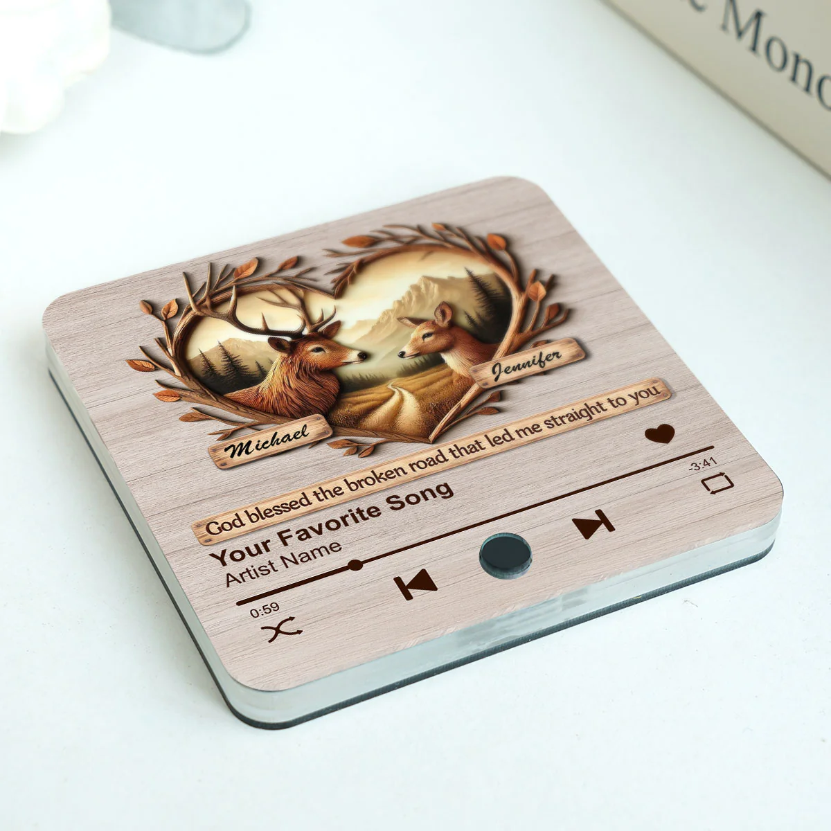 God Blessed The Broken Road Deer Couple Favorite Song Personalized Music Fridge Magnet, Valentine's Gift For Her, Gift For Him - Image 3