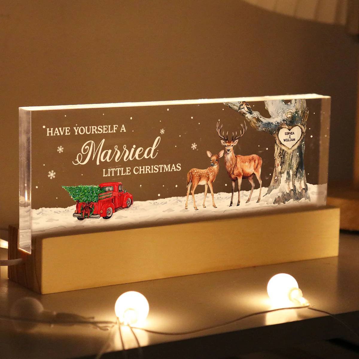 God Blessed The Broken Road Personalized Acrylic Block LED Night Light, Christmas Gift for Couples - Image 3