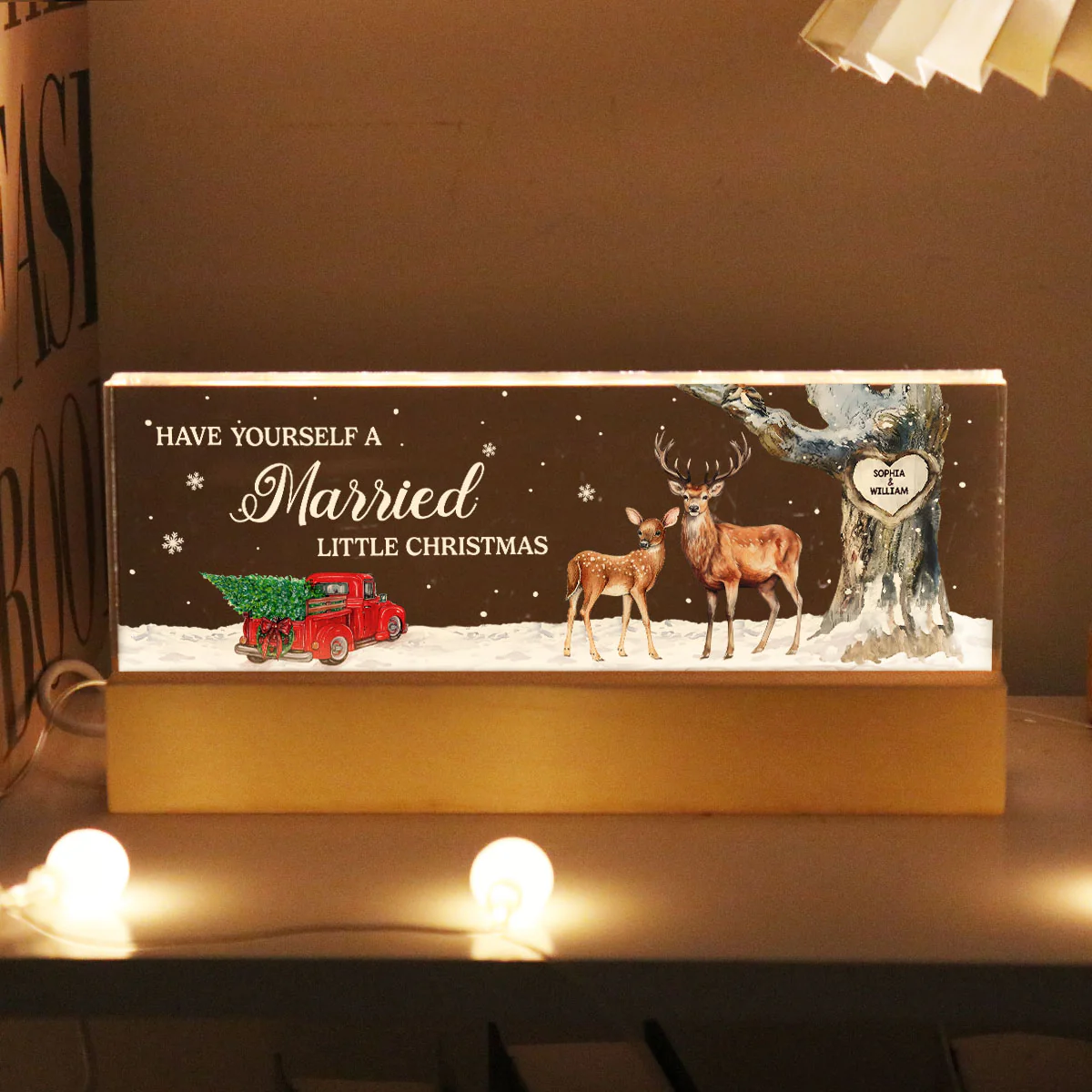 God Blessed The Broken Road Personalized Acrylic Block LED Night Light, Christmas Gift for Couples - Image 4