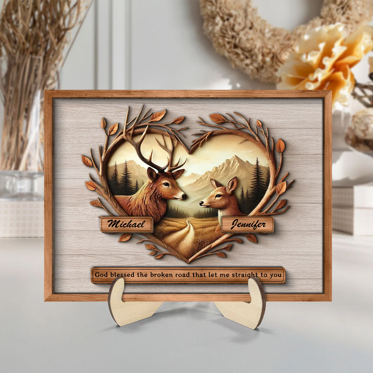 God Blessed The Broken Road That Let Me Straight To You Deer Love Scenery Poster, Best Couple Personalized Home Bedroom Decor, Gift For Couples, For Her, For Him - Image 2