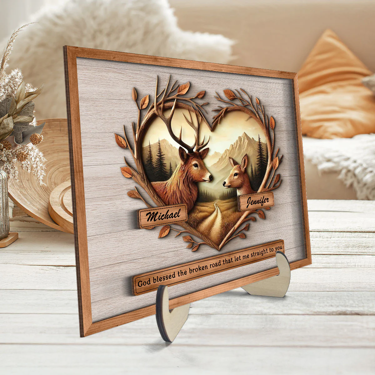 God Blessed The Broken Road That Let Me Straight To You Deer Love Scenery Poster, Best Couple Personalized Home Bedroom Decor, Gift For Couples, For Her, For Him - Image 3