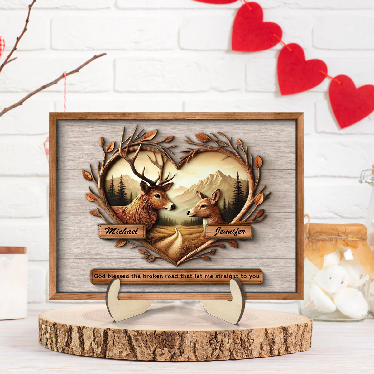 God Blessed The Broken Road That Let Me Straight To You Deer Love Scenery Poster, Best Couple Personalized Home Bedroom Decor, Gift For Couples, For Her, For Him - Image 4