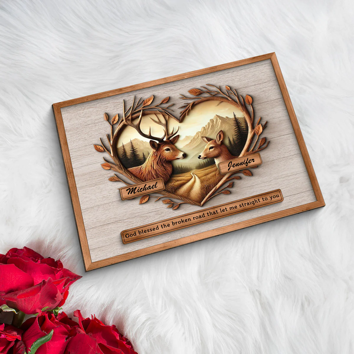 God Blessed The Broken Road That Let Me Straight To You Deer Love Scenery Poster, Best Couple Personalized Home Bedroom Decor, Gift For Couples, For Her, For Him - Image 6