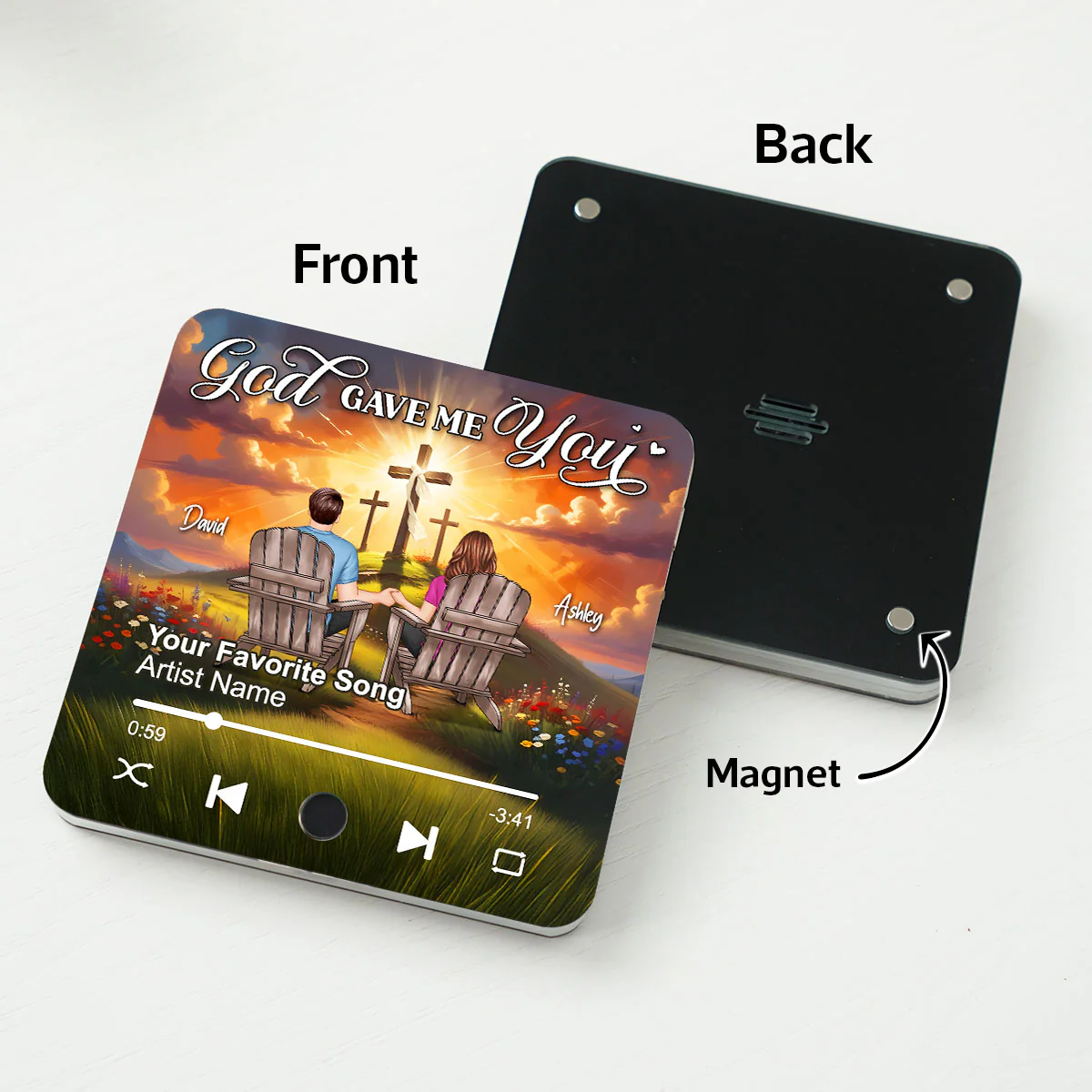 God Gave Me You Couple Sitting Personalized Music Fridge Magnet, Heartfelt Gift For Couple, For Him, For Her, Boyfriend, Girlfriend, Husband, Wife - Image 5