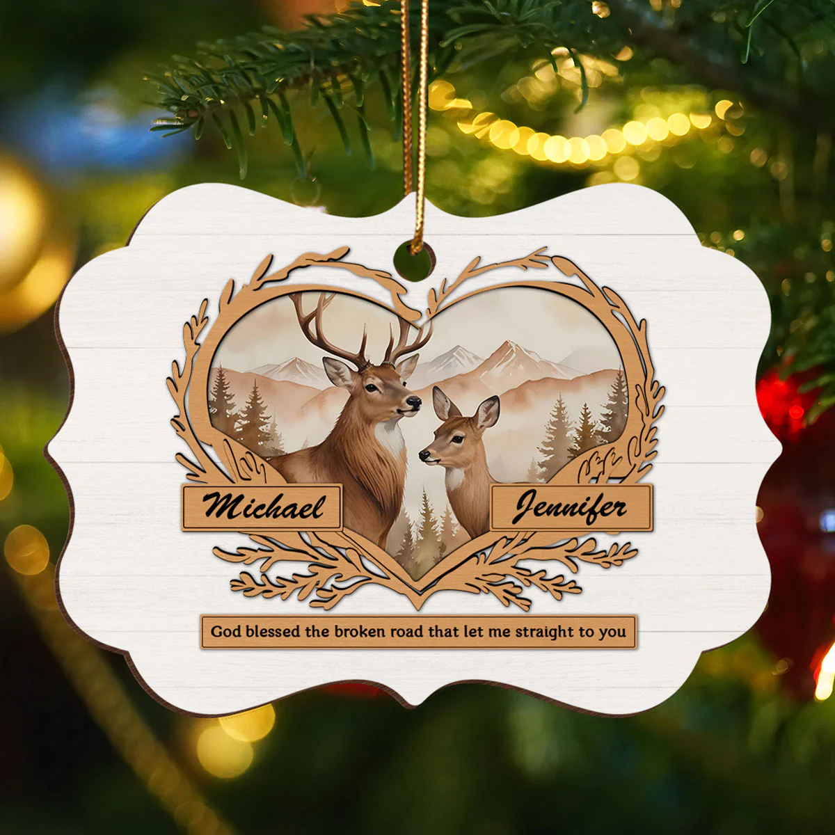 God Gave Me You Deer Love Personalized Wooden Ornament, Heartfelt Christmas Gift For Girlfriend Boyfriend Husband Wife, Gift For The Couple - Image 2