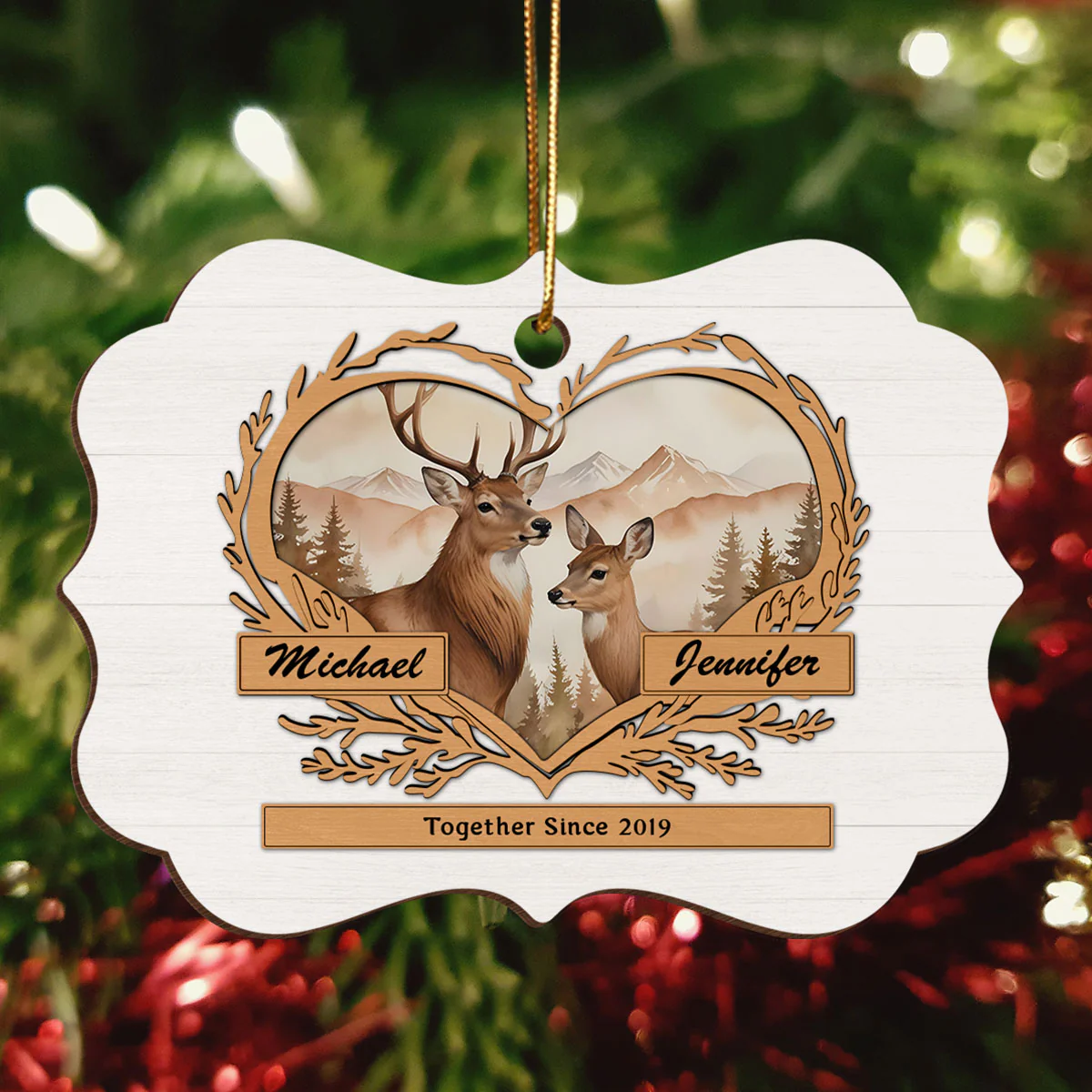 God Gave Me You Deer Love Personalized Wooden Ornament, Heartfelt Christmas Gift For Girlfriend Boyfriend Husband Wife, Gift For The Couple - Image 3